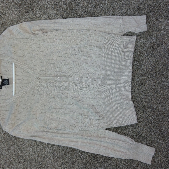 365 Women's Cream Cardigan Sweater - Picture 2 of 11